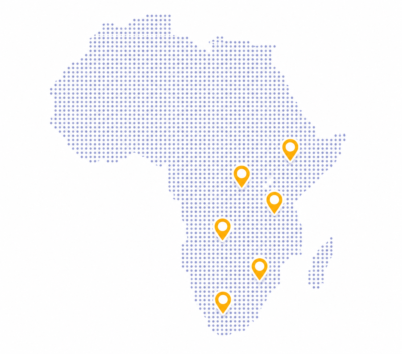 Map of Africa highlighting countries Turelabs serves