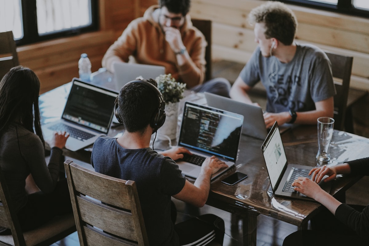 Turelabs developers collaborating in the office